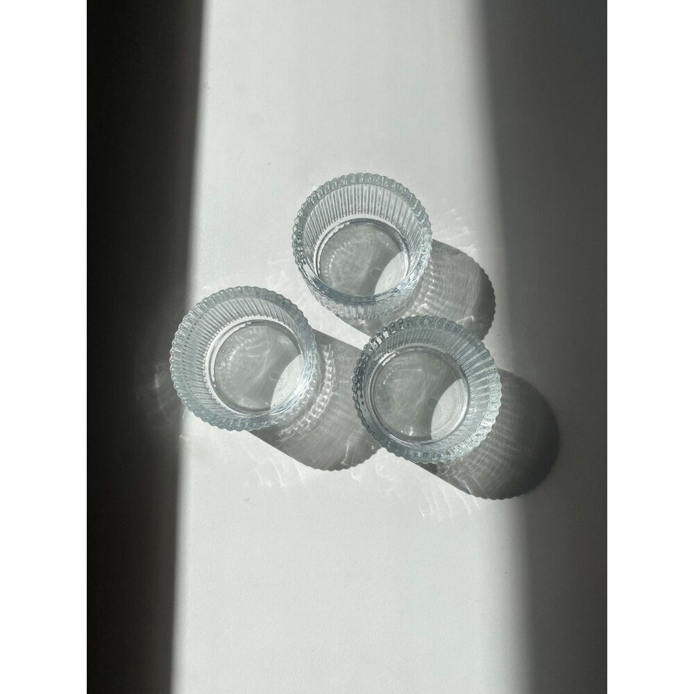 Set of 3 glass floating Stackable tealight candle holders
